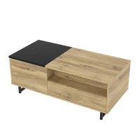 Schrank mit LED-Stehleuchte und ausreichend Stauraum, verstellbare Höhe mit Schublade und Fach, 103,5 x 50 B x 27,5 H cm, Natur(m-6)