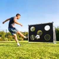 SPORTNOW Football Goal, 183 x 96 x 130 cm Portable Practice Football Net with Target Cloth and PVC ball, Tetoron Training Goal(m-8)