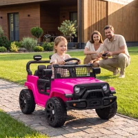 AIYAPLAY 12V Electric Car for Kids with Remote, Dual Motors, Rear Suspension, Soft Start, Music, Lights for 3-8 Years, Pink(m-2)