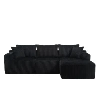 Modulares Sofaset mit Liegestühlen und Doppelbetten, 5 Kissen und 2 Getränkehaltern， 257X160X62 cm, Schwarz(m-1)