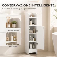 HOMCOM Mobile Bagno Slim Salvaspazio con Armadietto e Ripiano, 18x20x80 cm, Bianco(m-5)