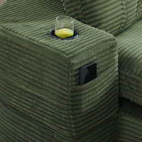 2-in-1 Cordsofa mit verstellbarer Funktion, 2 Getränkehaltern, hohe Rückenlehne und extra tiefe Sitzfläche, 165L x 97B x 61H cm, Smaragdgrün(m-7)