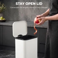 HOMCOM 20 L Kitchen Pedal Bin, Metal Rubbish Bin with Removable Inner Bucket, Soft-Close & Stay-Open Lid, Cream White(m-6)