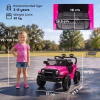 AIYAPLAY 12V Electric Car for Kids with Remote, Dual Motors, Rear Suspension, Soft Start, Music, Lights for 3-8 Years, Pink(m-3)