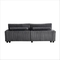 Das schwarze Cord-Doppelsofa verfügt über 2 Kissen, 4 Becherhalter und 4 Seitentaschen, kann in zwei unabhängige Sitze geteilt werden, 224L x 140B x 81H cm , Grau(m-7)