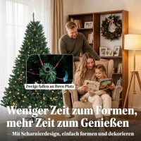HOMCOM Kerstboom met 550 warmwitte leds, 1494 takpunten, brandvertragend, kunststof/metaal, 180 x 112 cm, groen(m-6)