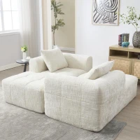 Modernes L-förmiges Wildledersofa, 3 Kissen, fernbedienbare Seitentaschen, 250L x 158B x 60H,Beige(m-9)