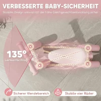 AIYAPLAY Opvouwbare kinderloopfiets met lichtgevende stille EVA-wielen en verstelbaar zadel, roze(m-5)