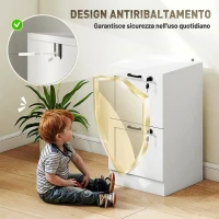 HOMCOM Cassettiera Portadocumenti a 2 Cassetti con Serrature e Spazio per Stampante, in Legno, 40x40x71 cm, Bianco(m-7)