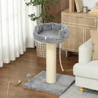 PawHut Copac pentru pisici, pat pentru pisici, 1 pat, incl. jucărie pentru pisici, 55 cm x 55 cm x 83 cm, Gri(m-4)
