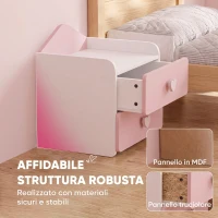 AIYAPLAY Comodino per Bambini 3-8 Anni con 2 Cassetti, Angoli Arrotondati, Maniglie a Cuore, 34x31x36 cm, Rosa(m-7)