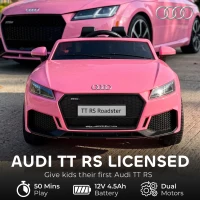 AIYAPLAY 12V Audi TT RS Licensed Electric Car, Electric Ride On Toy with Remote Control, Dual Motors, 4-Wheel Suspension, Pink(m-4)