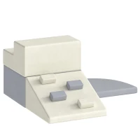 AIYAPLAY Juego de 4 Bloques de Espuma para Niños de Psicomotricidad Tapizados en PU Escalar y Gatear 1-3 Años Gris Claro y Beige(m-15)