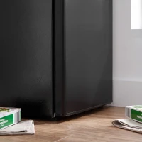 HOMCOM 85L Mini Freezer Countertop, Compact Freestanding Upright Freezer with Reversible Door, Removable Glass Shelves, Black(m-13)