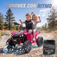 AIYAPLAY Quad Eléctrico Niños 24V 2 Plazas 2 Motores 120 W Batería de Litio Suspensión Arranque Suave 4-6 km/h 3-8 Años Rosa(m-8)
