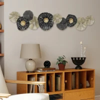 HOMCOM Wandbild, Wandschmuck mit Metallrahmen, moderner Stil, Schwarz+Gold(m-8)