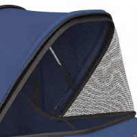 PawHut Carrito para Perros Pequeños Plegable hasta 10 kg con 3 Ruedas Capota Cesta Ventanas de Malla Portavasos Azul Oscuro(m-12)