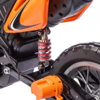 AIYAPLAY Moto Eléctrica Niños 12V 2 Ruedas Auxiliares Desmontables 2 Motores Suspensión Trasera 3 km/h 3-6 Años Naranja(m-12)