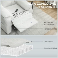 HOMCOM Sillón Reclinable 150° Efecto Terciopelo con Reposapiés, Mando a Distancia y Bolsillo Lateral, 96x90x103 cm, Beige(m-5)