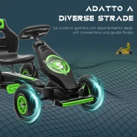 HOMCOM Go Kart a Pedali per Bambini 5-12 Anni con Sedile Regolabile, in Metallo e PP 117x58x61 cm, Verde e Nero(m-6)