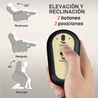 HOMCOM Sillón Levanta Personas Eléctrico con 8 Punto de Masaje Función Calentamiento 2 Controles Remotos y Bolsillo Gris Claro(m-5)