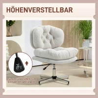 HOMCOM Bürostuhl ohne Armlehnen, bequemer Schreibtischstuhl mit gepolstertem Sitz und verstellbarer Höhe, Cremeweiß(m-5)