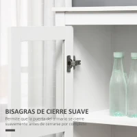 HOMCOM Vitrina de Salón Aparador de Cocina con 2 Puertas de Vidrio 3 Estantes 2 Cajones para Comedor Oficina 80x40x160cm Blanco(m-5)