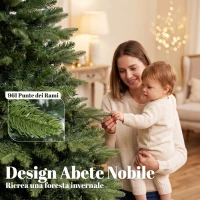 HOMCOM Albero di Natale Artificiale con 961 Rami 180 cm, Base Pieghevole in Legno e Metallo, Verde(m-5)