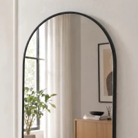 HOMCOM 40 x 110 cm Full Length Hanging Mirror, Arched Mirror with Adjustable Hooks, Over-the-Door or Wall-Mounted, Black(m-11)