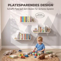 AIYAPLAY Zestaw 3 półek ściennych dla dzieci 60cm półka na książki w kształcie chmury wisząca Montessori dla 3–8 Biały(m-4)