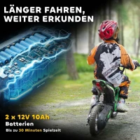 HOMCOM Elektro-Kindermotorrad, 24V Motor, einstellbare Geschwindigkeit, Musik & Lichter, Grün(m-6)