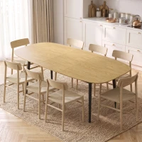 HOMCOM Masă extensibilă dreptunghiulară pentru 6–8 persoane, masă de bucătărie 160-200 cm cu poliță, maro(m-2)