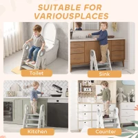 AIYAPLAY Foldable and Adjustable Kids Step Stool with Handle, Non-Slip, Grey(m-7)