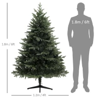 HOMCOM Brad artificial 180 cm în stil molid cu 1696 vârfuri ale ramurilor și picior din oțel pliabil, brad de Crăciun pentru acasă sau birou, verde(m-3)