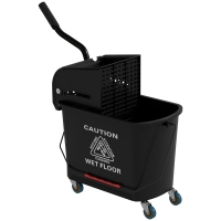 HOMCOM 20 L Mopp-Eimer mit Auswringer und Griff, Wischmopp-Eimer auf Rädern, Kunststoff, Schwarz