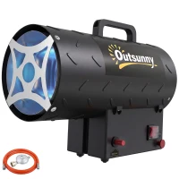 Outsunny Încălzitor Industrial cu Propan, Portabil, 15 kW, cu Aprindere Piezoelectrică, Negru(m-11)