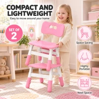 AIYAPLAY 2 PCS Kids Desk Chairs, 3 Level Height Adjustable Children's Chairs with Backrest for 1.5-8 Years, Max Load 50KG, Pink(m-7)