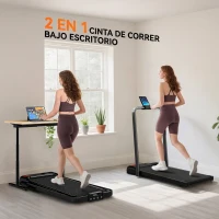 SPORTNOW Cinta de Correr Plegable Inclinado Debajo del Escritorio con 2HP 1-10 KM/H Pantalla LED Control Remoto y Soporte(m-4)