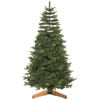 HOMCOM Künstlicher Weihnachtsbaum 180 cm, Edeltanne, voll mit Klappästen, 961 Spitzen, faltbarer Holzständer, Grün(m-11)