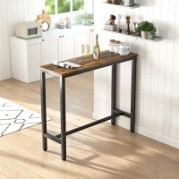 HOMCOM Rectangular Bar Table, Wood Effect Pub Coffee Table for Small Space, Breakfast Dining, Kitchen, Industrial, Rustic Brown(m-10)