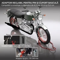 HOMCOM Stand Față pentru Motocicletă cu Protecții Antiderapante, Adaptoare Reglabile pentru Pini și Tip Furcă, 200 kg, pentru Anvelope de 18", 17" și 10"(m-4)