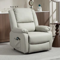 HOMCOM Sillón Levanta Personas Eléctrico con 8 Punto de Masaje Función Calentamiento 2 Controles Remotos y Bolsillo Gris Claro(m-9)