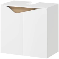 HOMCOM Waschbeckenunterschrank, Badezimmer Unterschrank mit Soft-Close-Türen, Weiß, 60 x 35 x 57,9 cm(m-11)