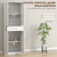 HOMCOM Küchenschrank, 3-stufig verstellbare Regale, Spanplatten, MDF, viel Stauraum, Weiß(m-5)