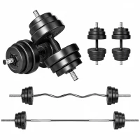 SPORTNOW Set Manubri 3-in-1, Bilanciere Antiscivolo, 50 kg, Nero(m-11)