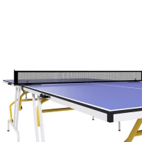SPORTNOW Mesa de Ping-Pong Dobrável com Rede Apoio para os Pés Ajustáveis e Estrutura de Aço para Interior e Exterior 274x152,5x76 cm Azul(m-8)
