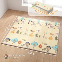 AIYAPLAY Krabbelmatte Faltbar Beidseitig Spielmatte Baby mit Waldtieren- & Naturmotiv 200 x 180 cm für Kinder 0-3 Jahre(m-3)