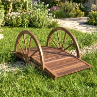 Outsunny Pont de jardin en bois, avec balustrade à demi-roues charge max. 150 KG, 100 x 50 x 37 cm, marron(m-2)