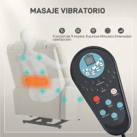 HOMCOM Sillón Levanta Personas Eléctrico con 8 Punto de Masaje Función Calentamiento 2 Controles Remotos y Bolsillo Gris Claro(m-6)
