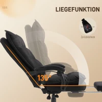 Vinsetto Bürostuhl mit Massagefunktion, Ergonomischer Schreibtischstuhl mit Liege- & Drehfunktion, mit Fußstütze, Schwarz(m-5)